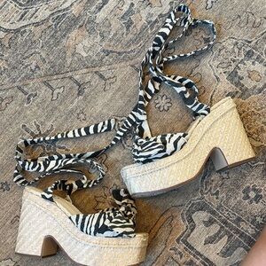Zebra Print Platform Sandals